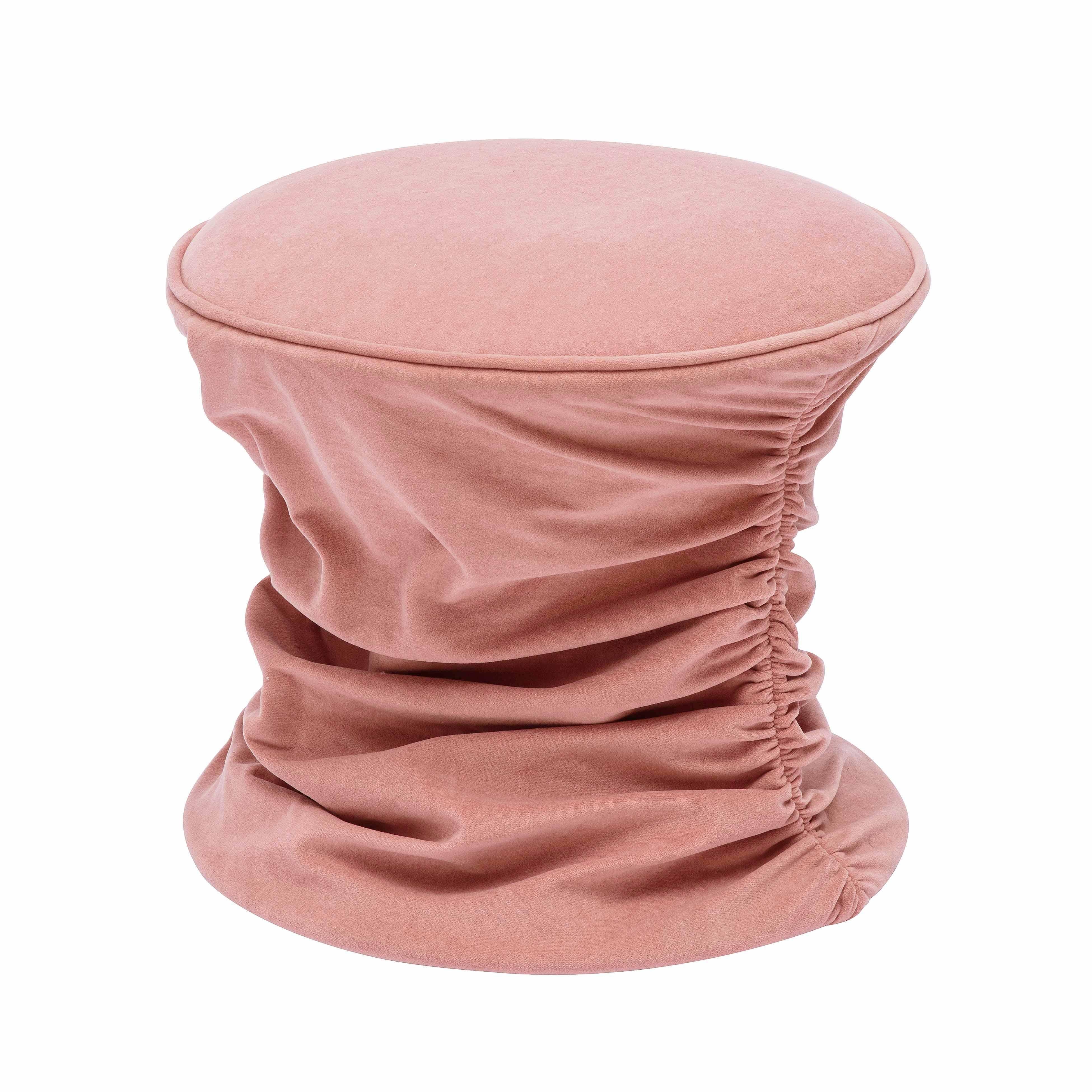 Bounce Rose Pink Ruched Velvet Adjustable Ottoman - Image 5