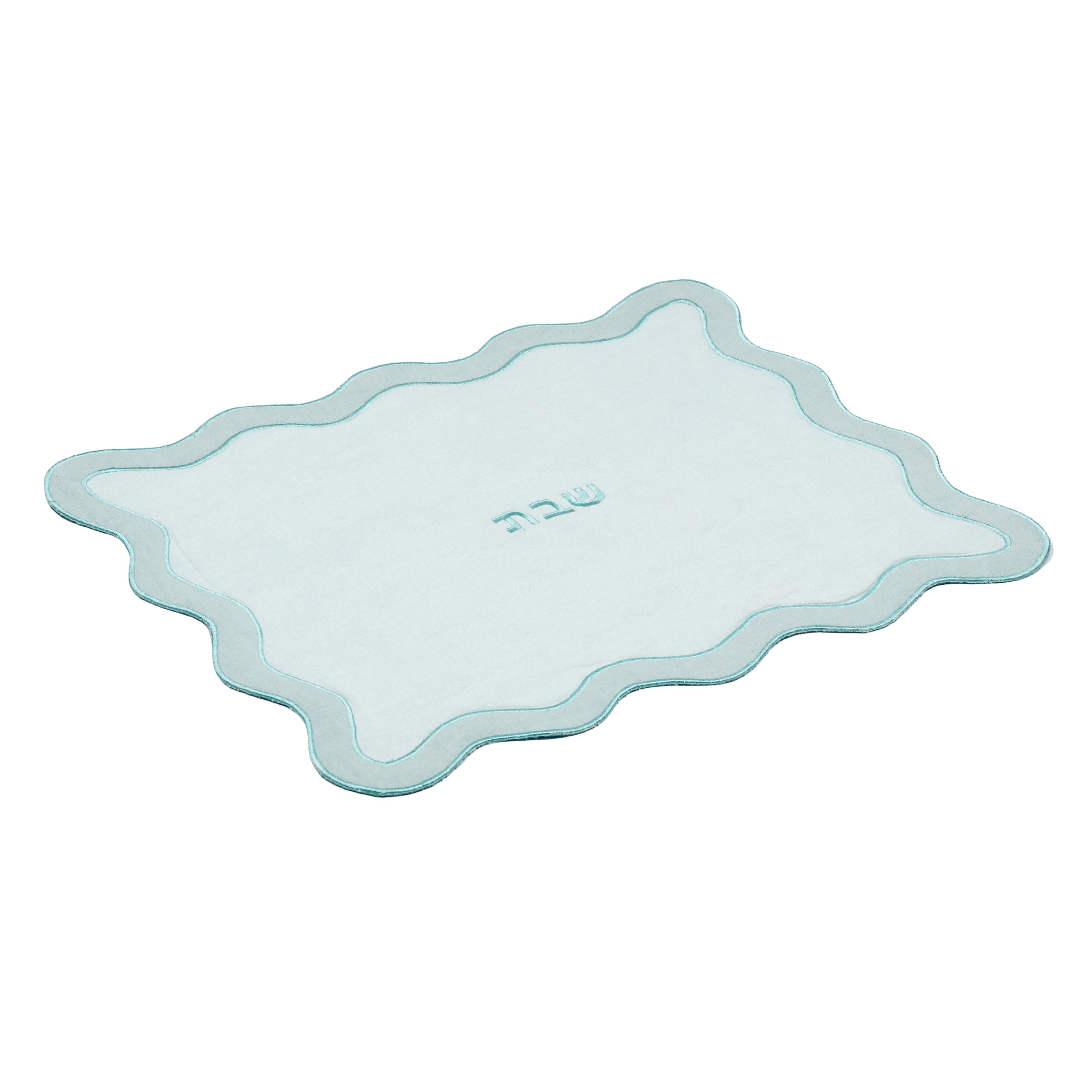 TOV Sea Blue Wavy Challah Cover - Image 2