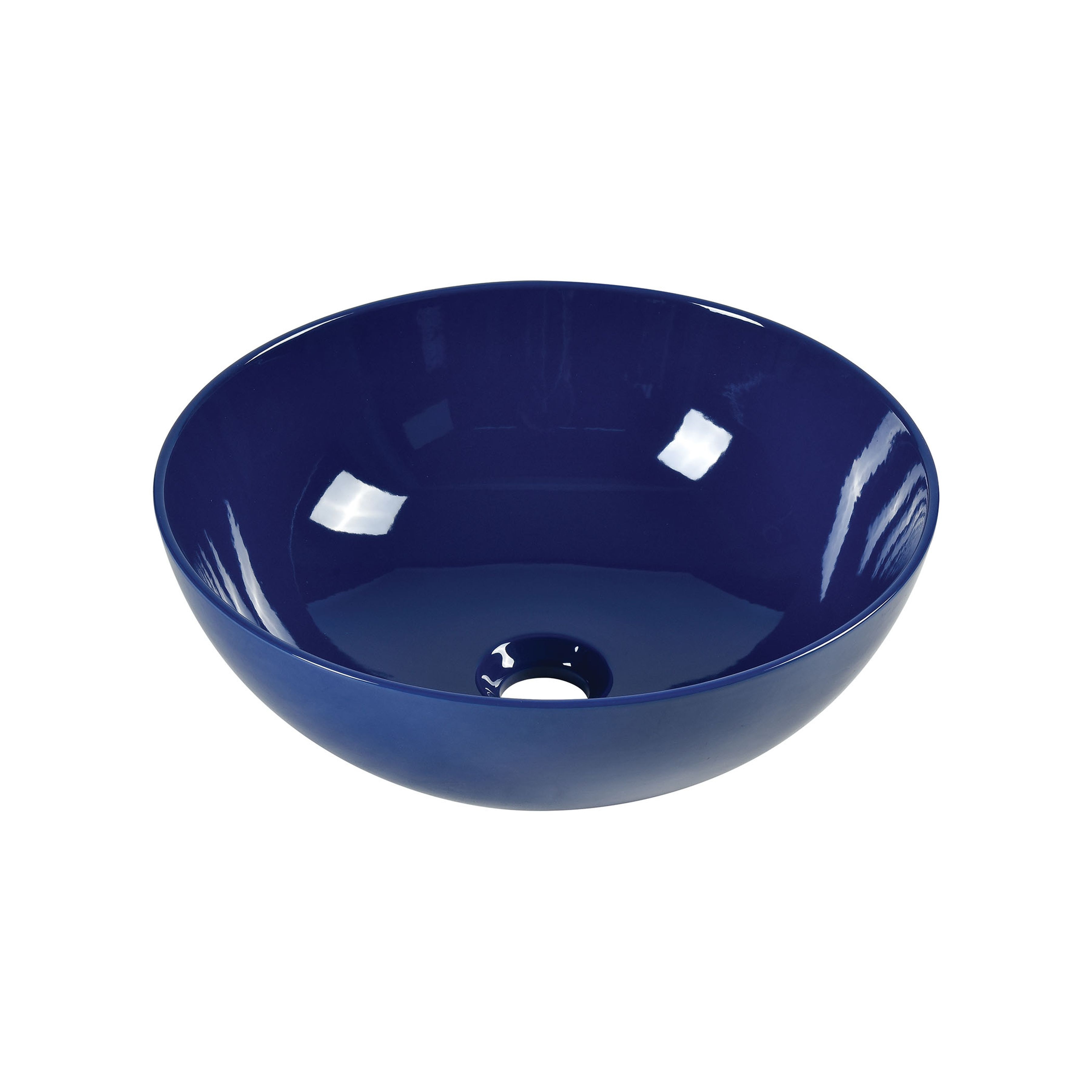 Vitreous China Round Vessel Sink - Polished Blue 15.2 inch - Image 0