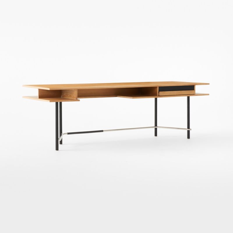Portofino 87" Cerused White Oak Wood Desk by Gianfranco Frattini - Image 4