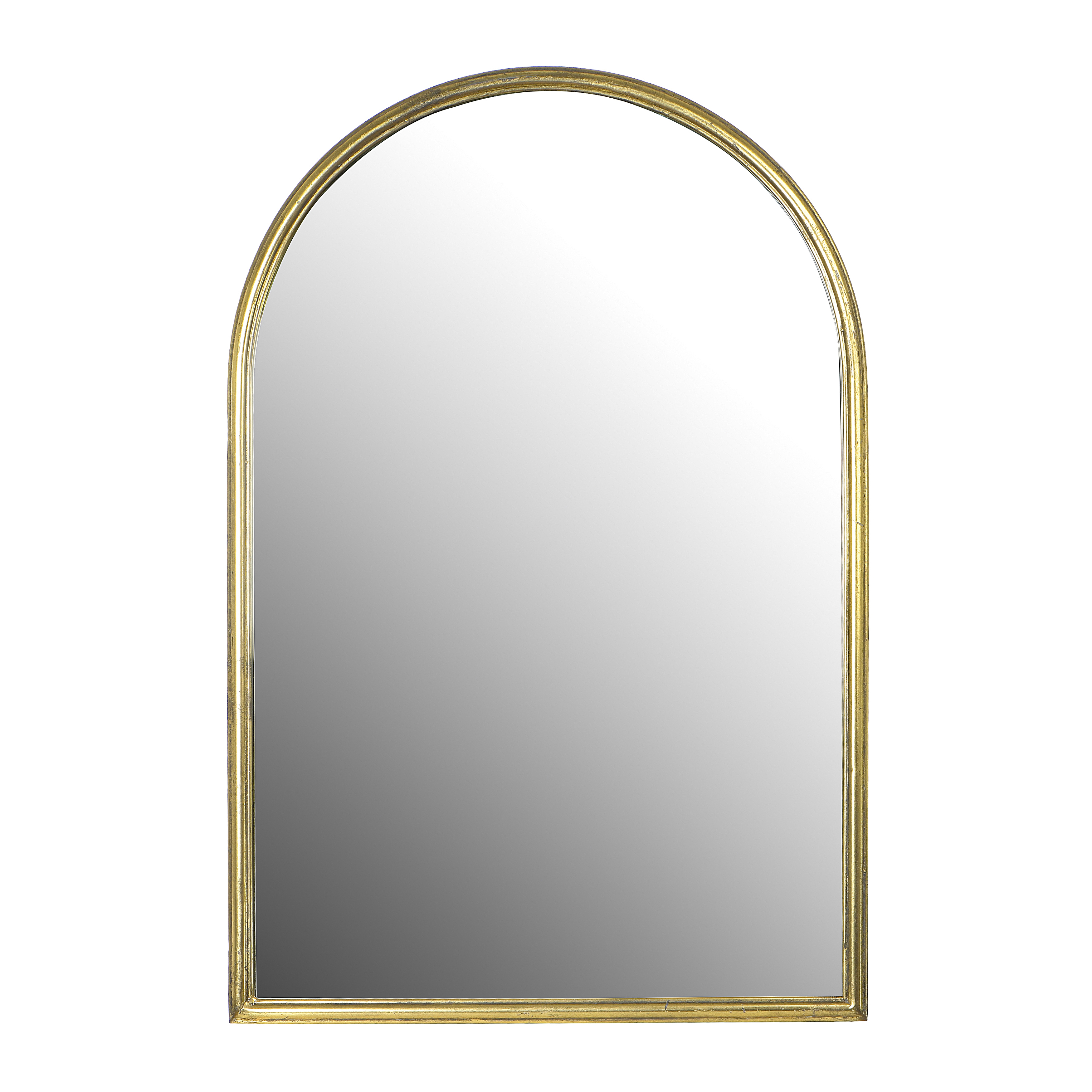 Arched Metal Wall Mirror, Gold - Image 0