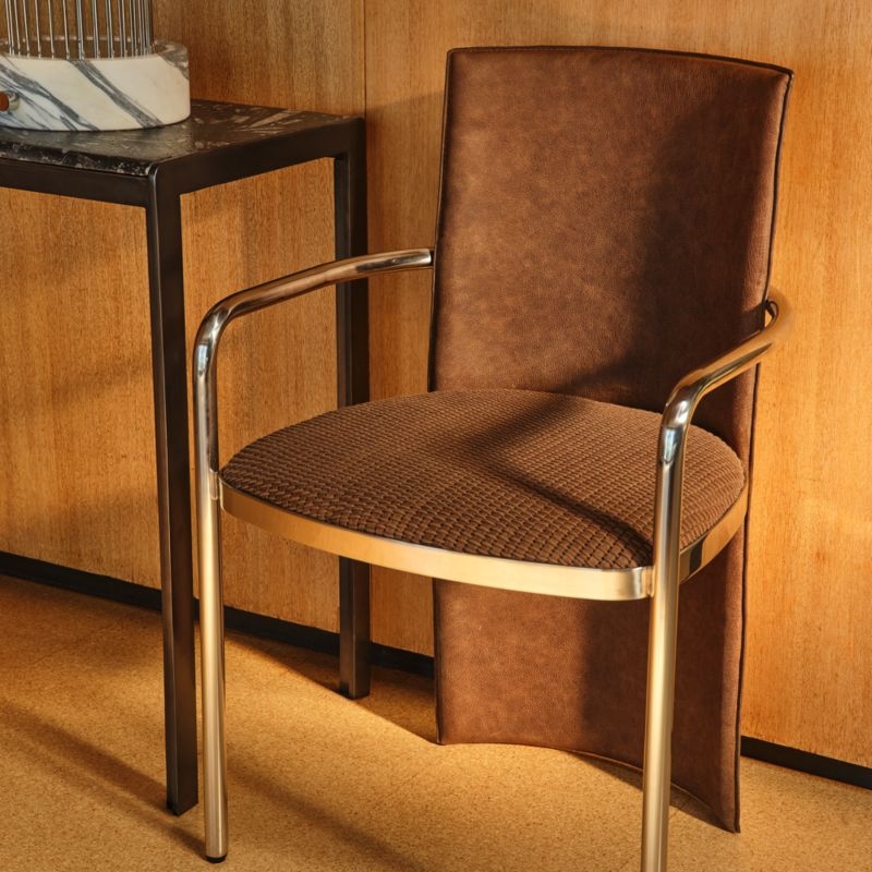 Somis Chestnut Brown Leather Dining Chair by Kravitz Design - Image 3