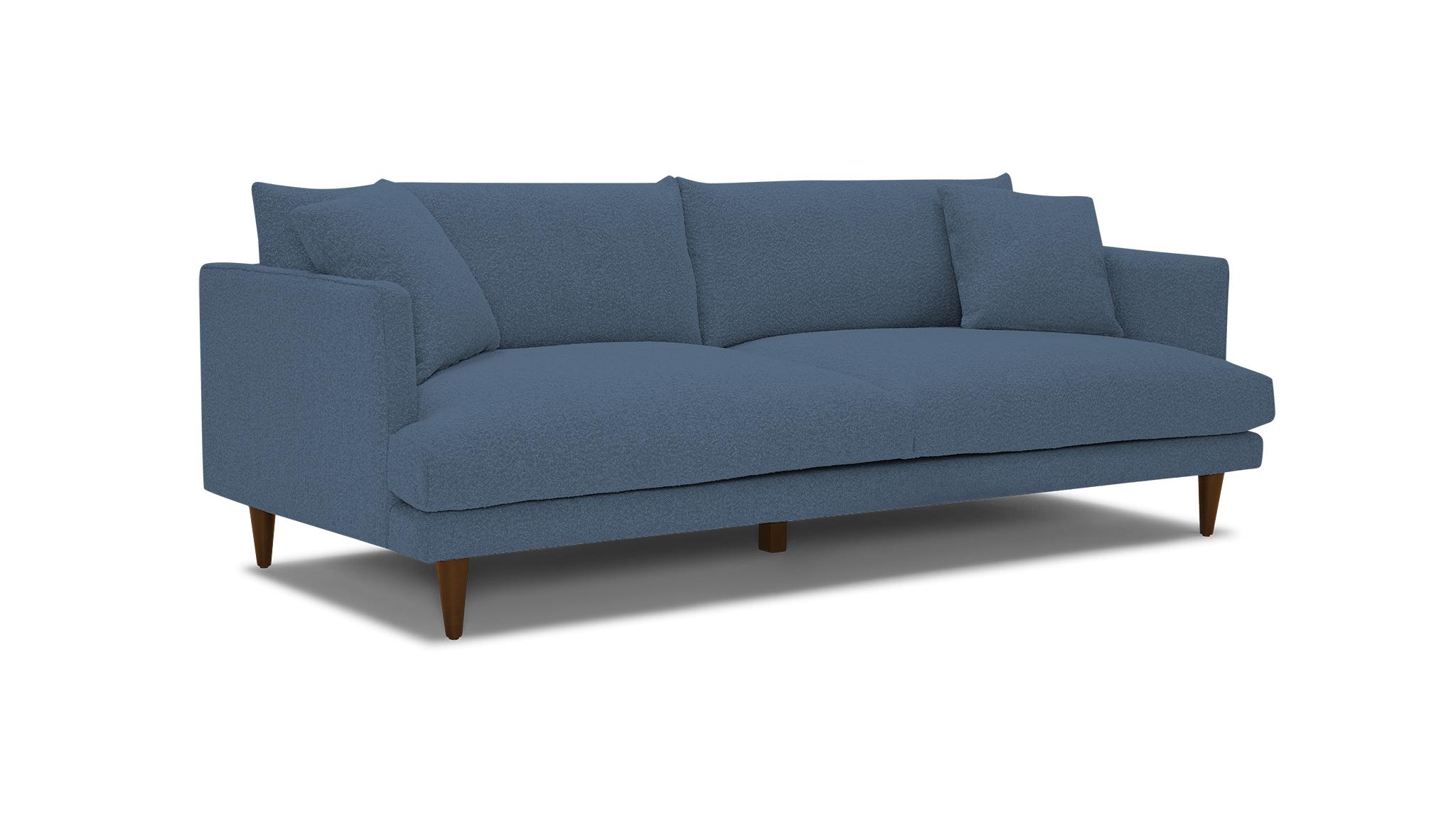 Blue Lewis Mid Century Modern Grand Sofa - Milo French Blue - Mocha - Image 1