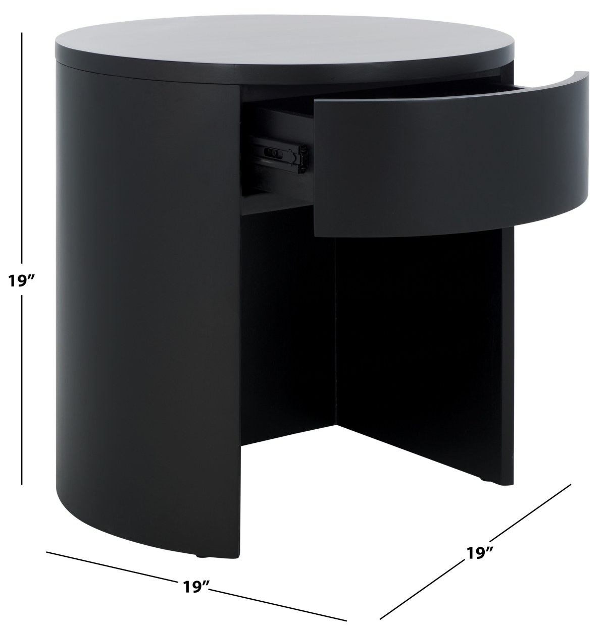 Daiya Round 1 Drawer Wood Nightstand - Black - Image 7