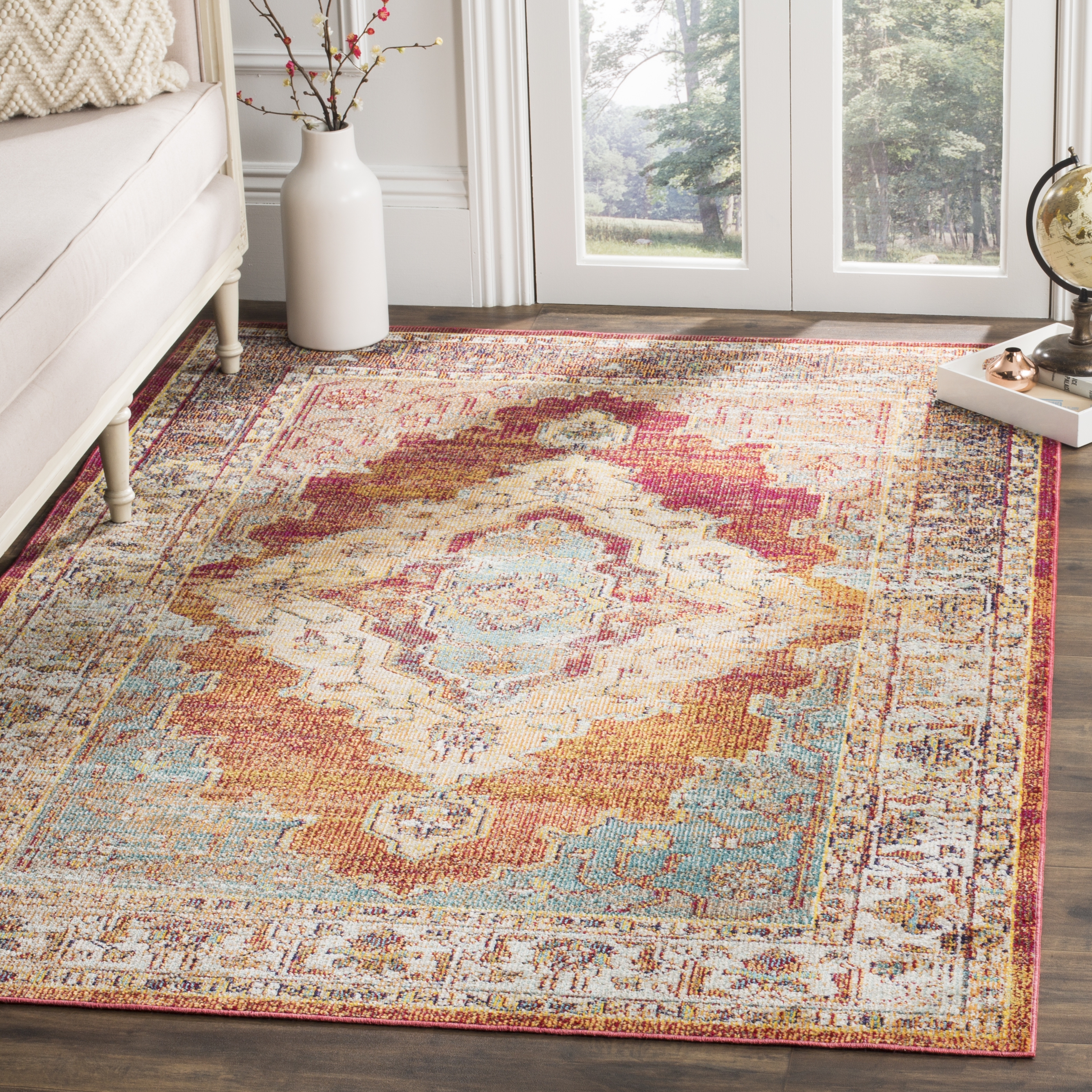 Arlo Home Woven Area Rug, CRS500A, Orange/Light Blue,  4' X 6' - Image 1