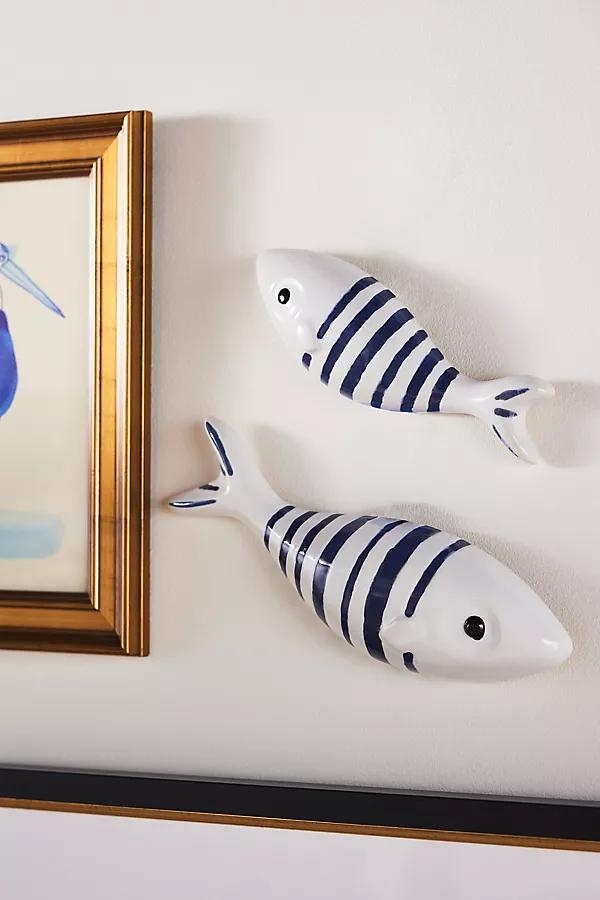 Stripe Fish Ceramic Gallery Wall Charms, Set of 2 - Image 0