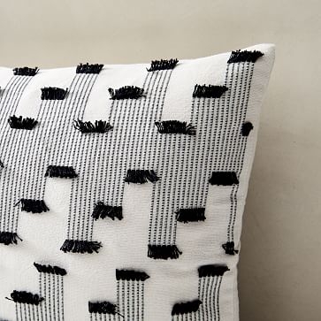 Offset Fringe Pillow Cover, Set of 2, 12"x21", Black - Image 1