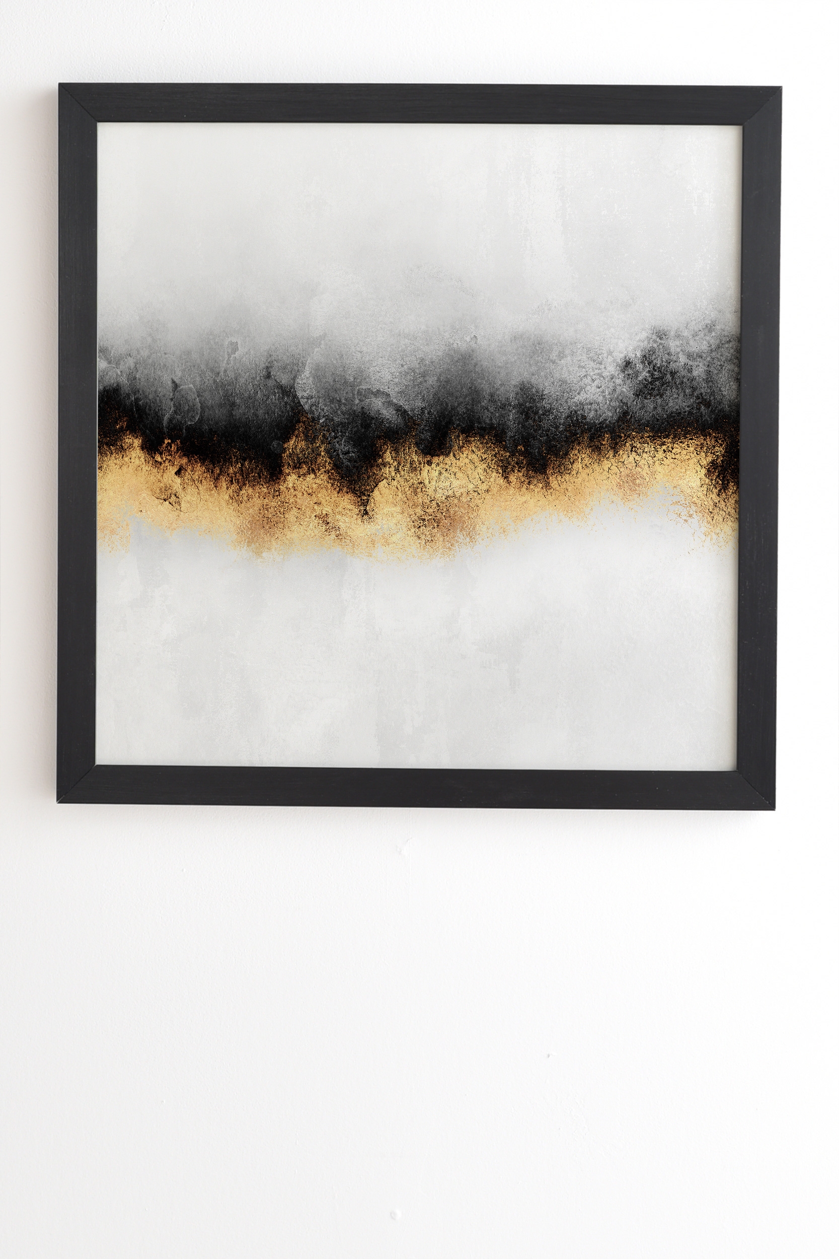 Black And Gold Sky by Elisabeth Fredriksson - Framed Wall Art Basic Black 12" x 12" - Image 1