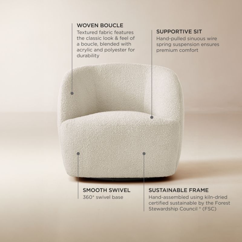 Gwyneth Ivory Boucle Swivel Chair by goop - Image 1