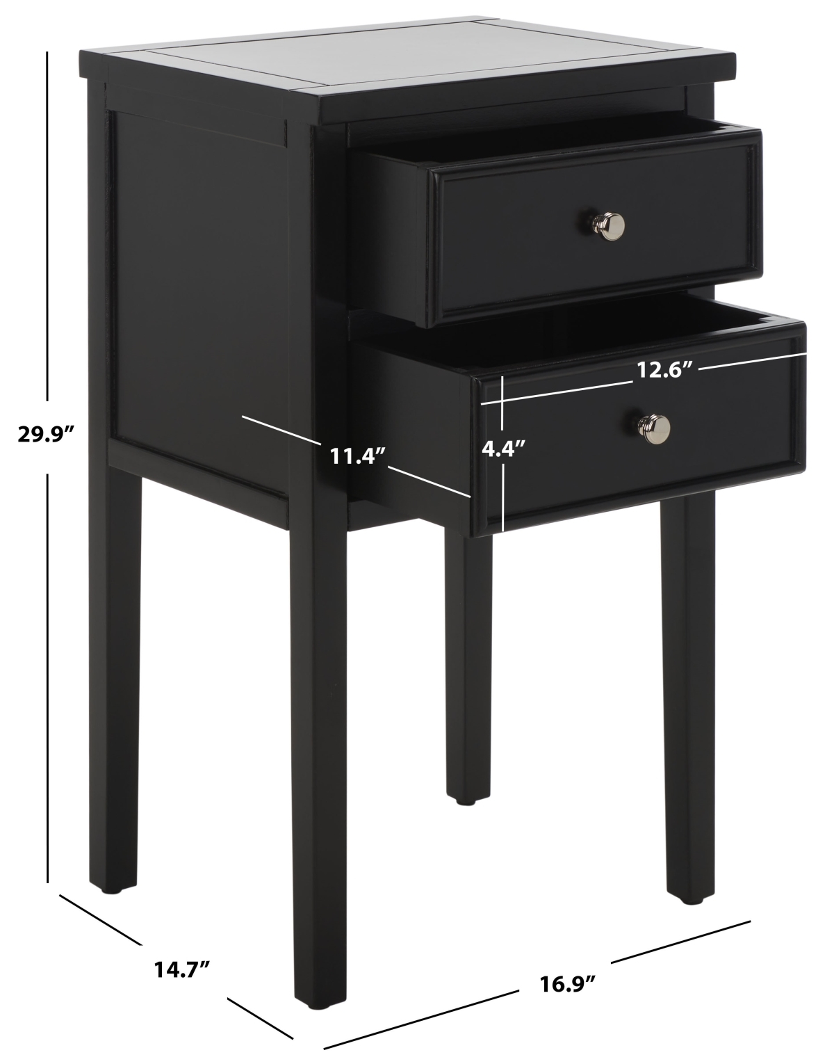 Toby Accent Table With Storage Drawerrs - Black - Safavieh - Image 8