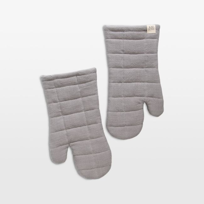 Monaco Fog Grey Quilted Cotton Oven Mitt, Set of 2 - Image 0