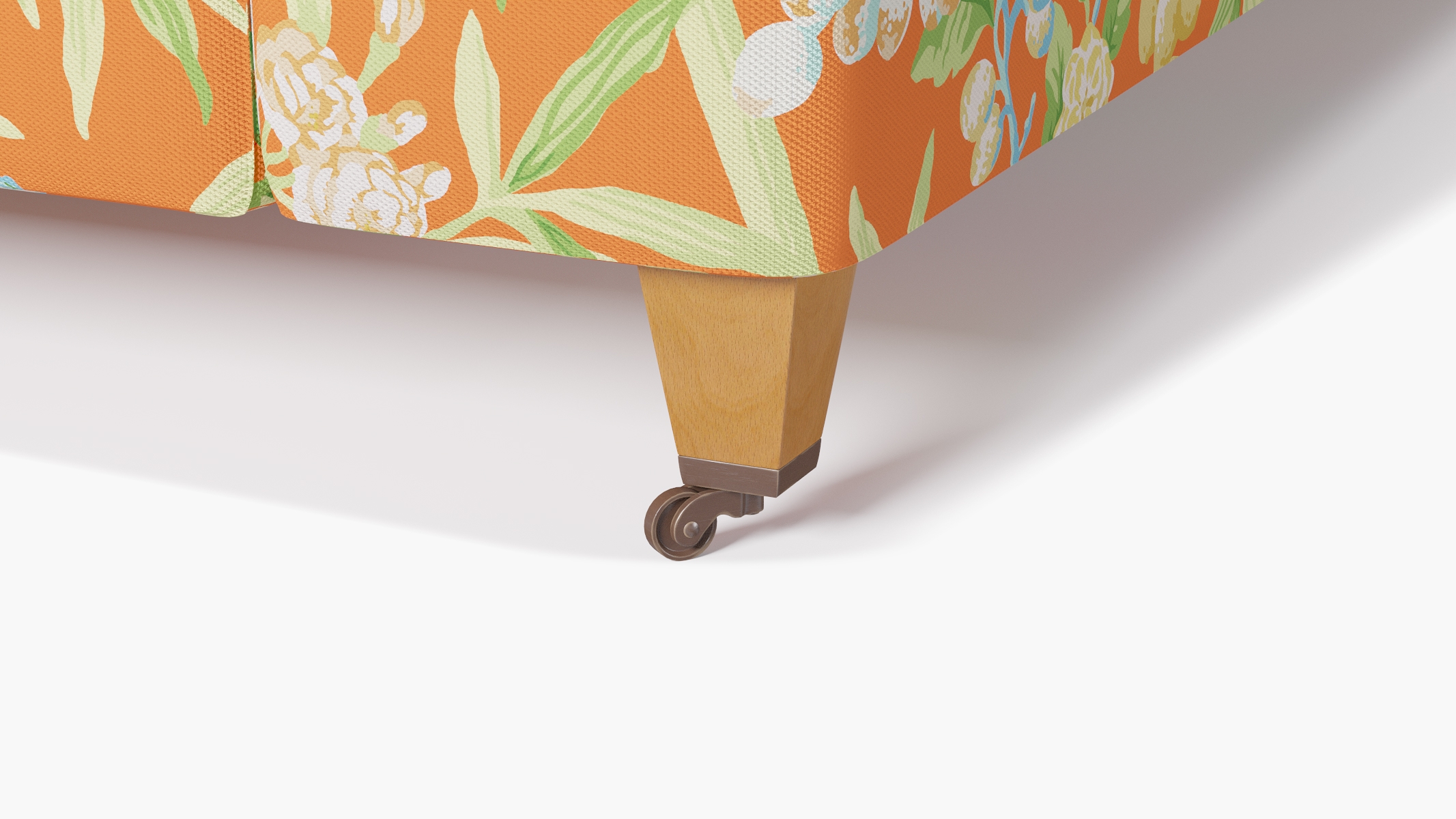 Classic Sofa, Mandarin Lanai, Natural with Antique Brass Caster - Image 6