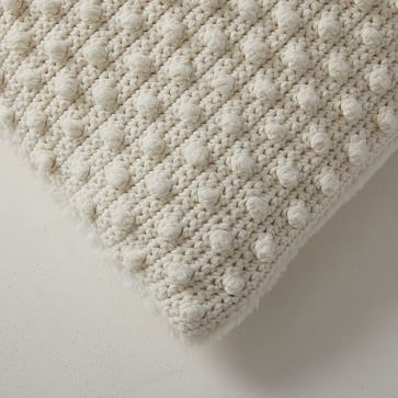 Popcorn Knit Pillow Cover, 24"x24", Alabaster - Image 2