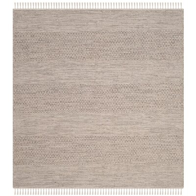 Jodi Geometric Handmade Flatweave Cotton Ivory/Steel Grey Area Rug - Image 0