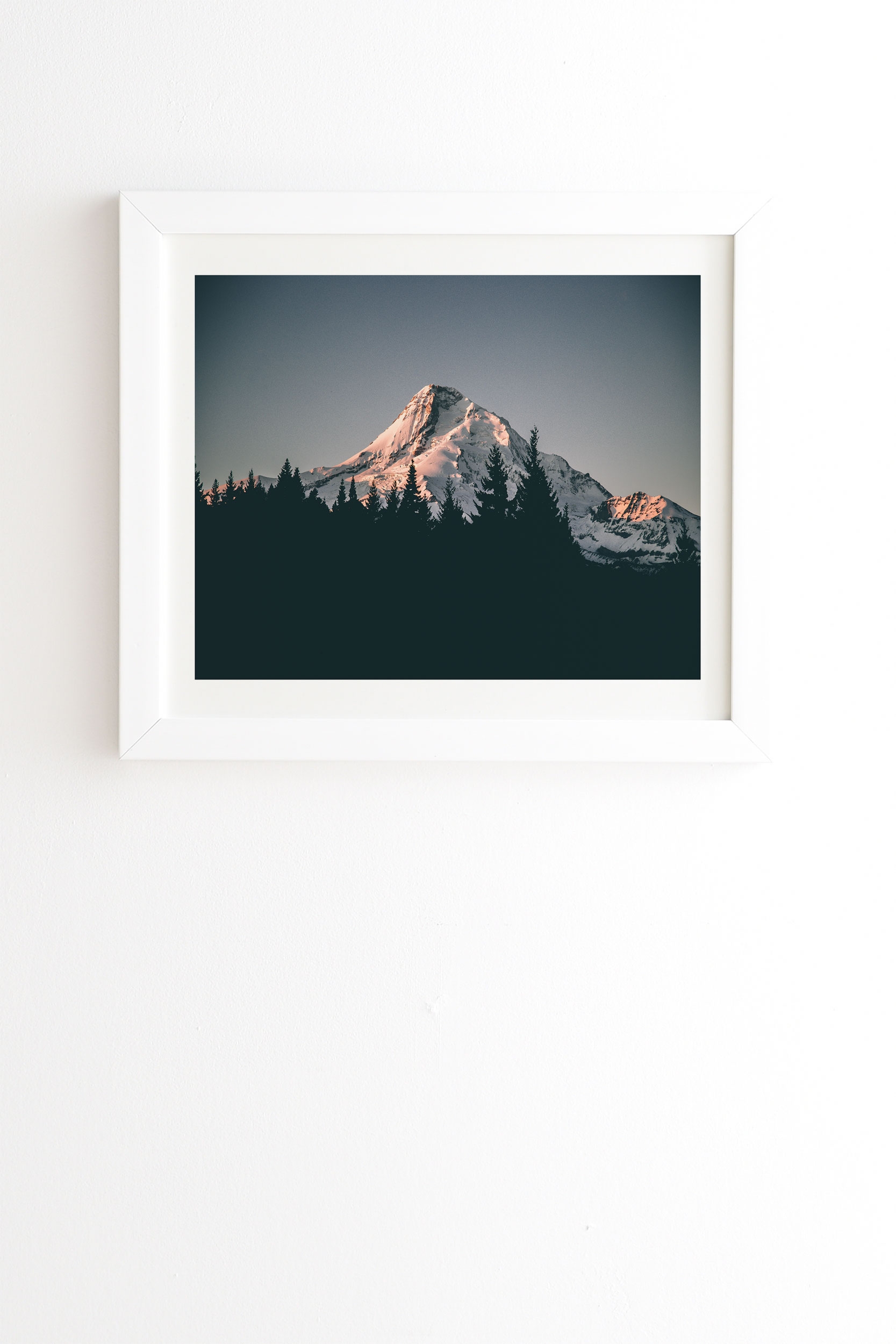 First Light On Mount Hood by Hannah Kemp - Framed Wall Art Basic White 19" x 22.4" - Image 0