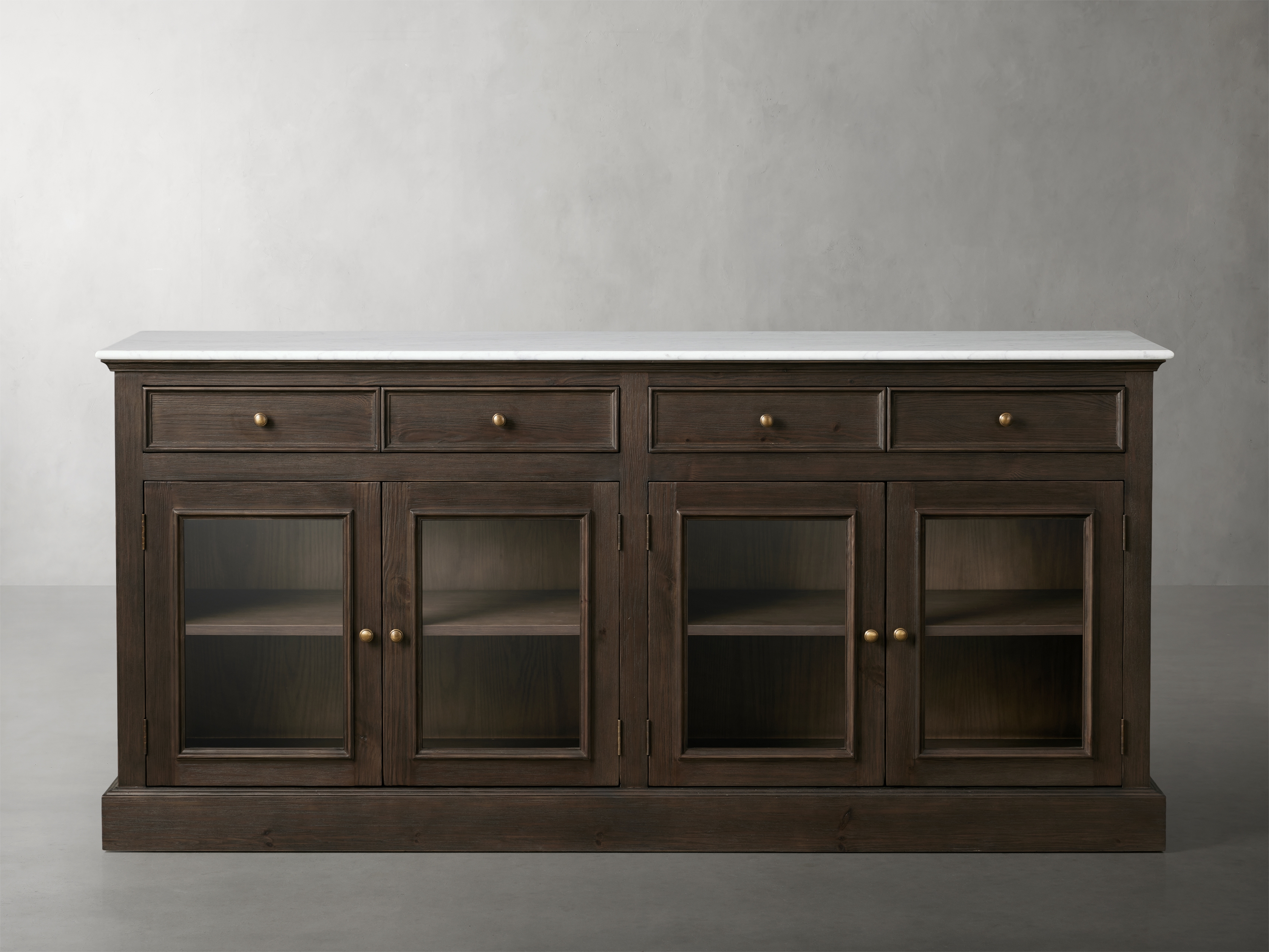 Kensington Glass Buffet in Stone White  Mocha/Carrara - Image 0