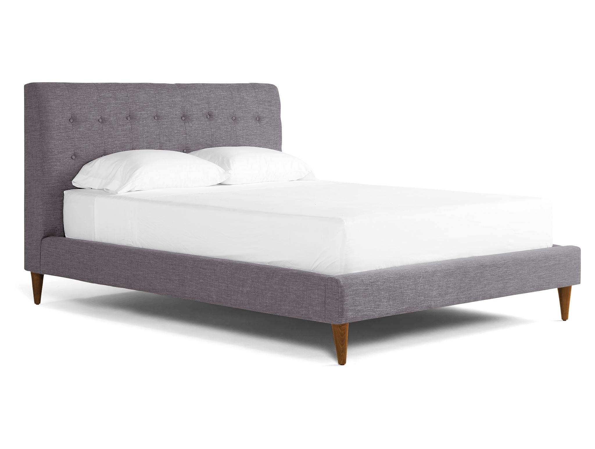 Gray Eliot Mid Century Modern Bed - Essence Ash - Mocha - Queen - Image 1