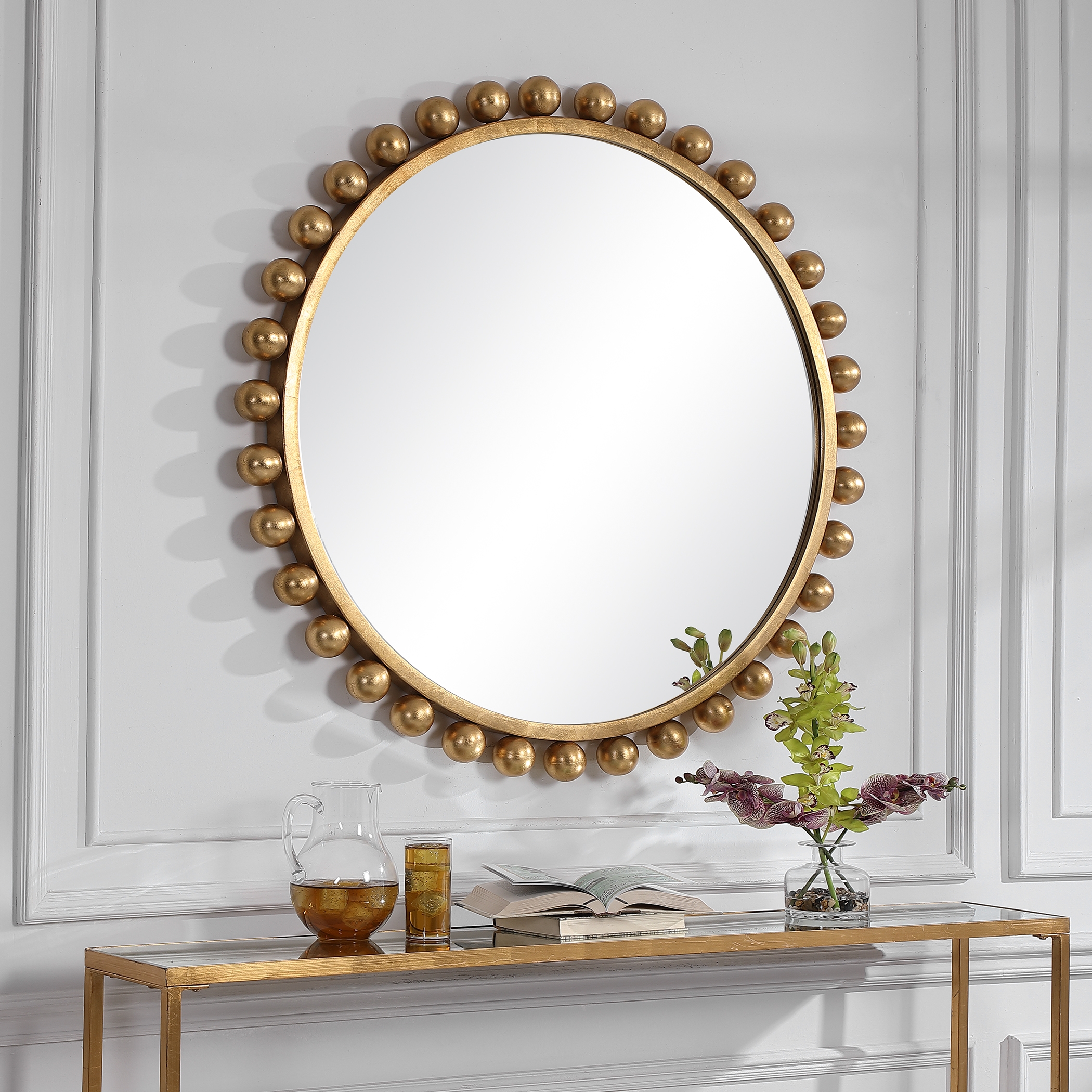 Cyra Round Mirror, Gold - Image 5