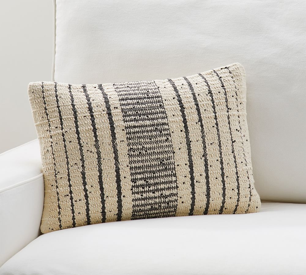 Dismon Textured Lumbar Pillow Cover, 14 x 20", Neutral Multi - Image 0