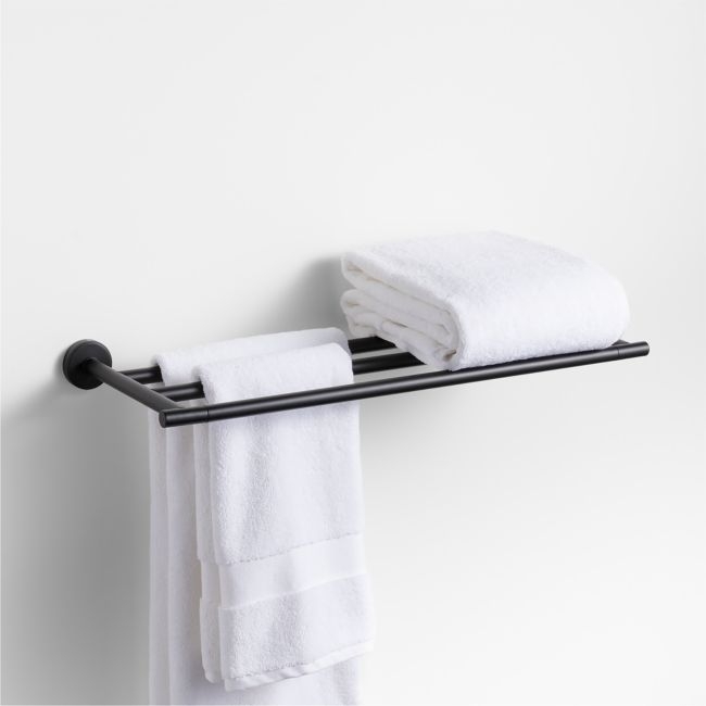 Modern Flat-End Matte Black Wall-Mounted Bathroom Towel Rack - Image 0