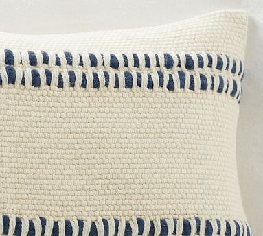 Reed Striped Lumbar Pillow Cover, Navy, 26" x 16" - Image 1