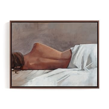 Minted Draped Figure Study In White, 20X16, Full Bleed Framed Print, Black Wood Frame - Image 1