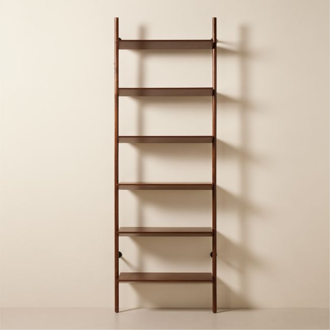 Nabla Brown Walnut Wood Wall Mount Bookcase - Image 0