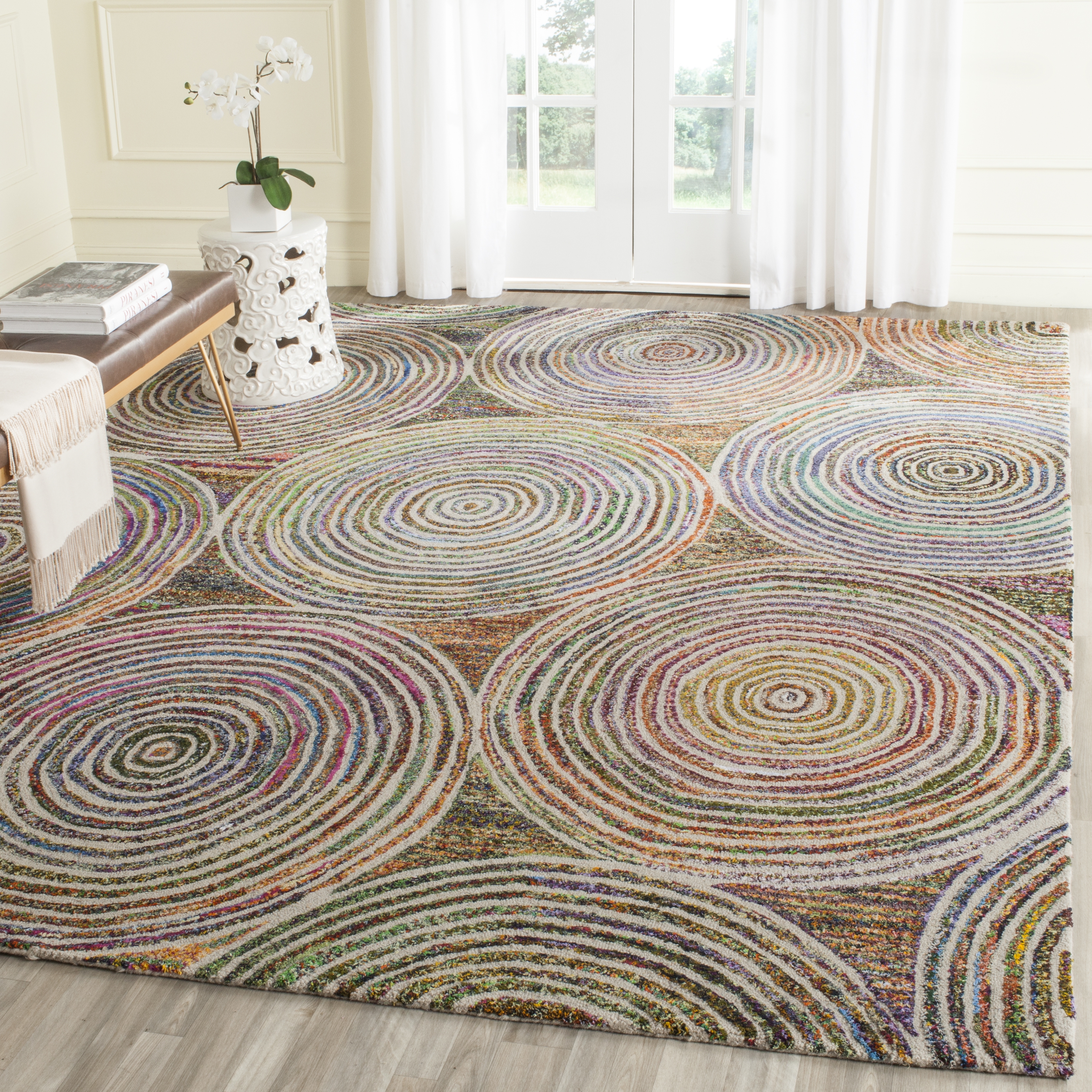 Arlo Home Hand Tufted Area Rug, NAN610A, Beige,  8' X 10' - Image 1