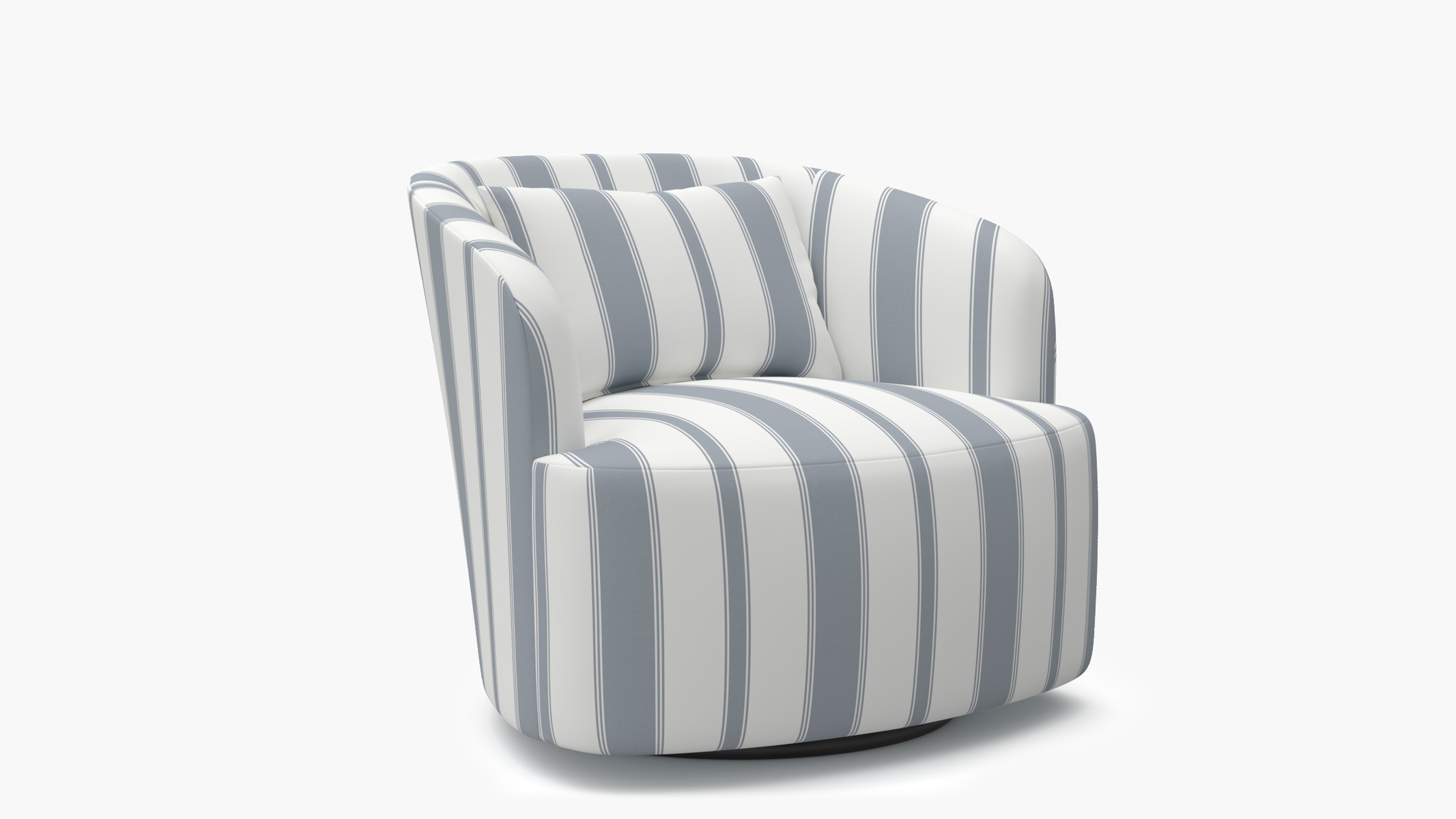 Deco Swivel Chair, French Blue Clarence Stripe - Image 1