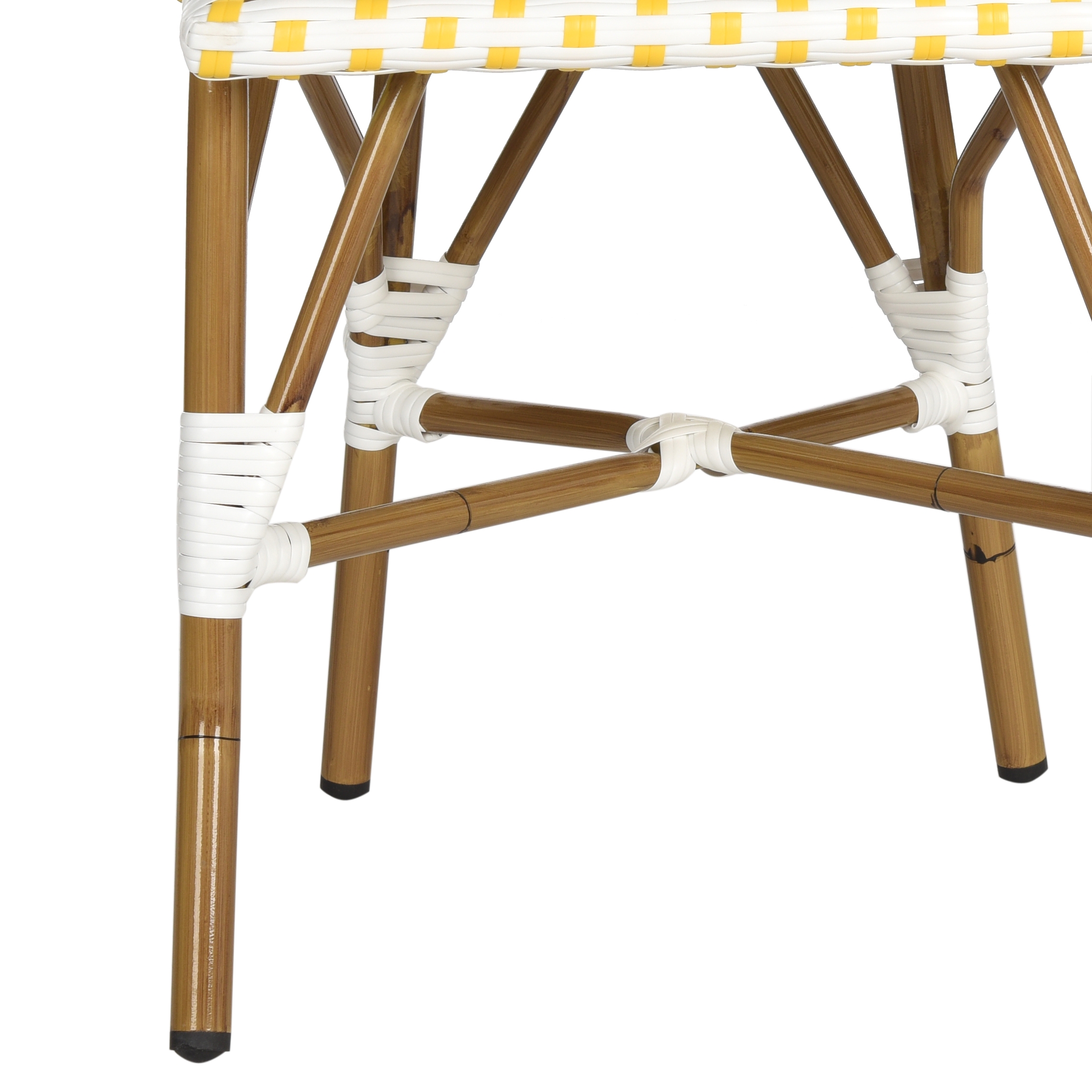 Salcha Indoor-Outdoor French Bistro Stacking Side Chair - Yellow/White/Light Brown - Arlo Home - Image 4