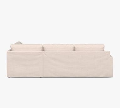 Big Sur Square Arm Slipcovered Left-Arm Grand Sofa Return Bumper Sectional, Down Blend Wrapped Cushions, Performance Brushed Basketweave Oatmeal - Image 5