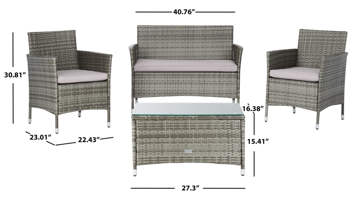 Bandele 4Pc Living Set - Grey / Grey - Safavieh - Image 8