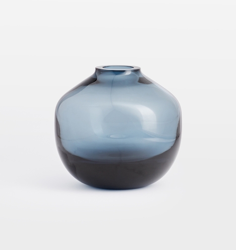 Audrey Low Round Blue Glass Vase - Image 0