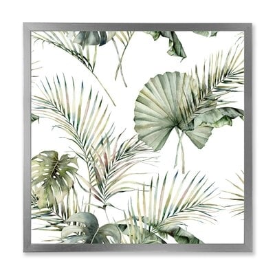 Tropical S Pattern With Monstera & Coconut Leaves - Traditional Canvas Wall Art Print-FDP37288 - Image 0