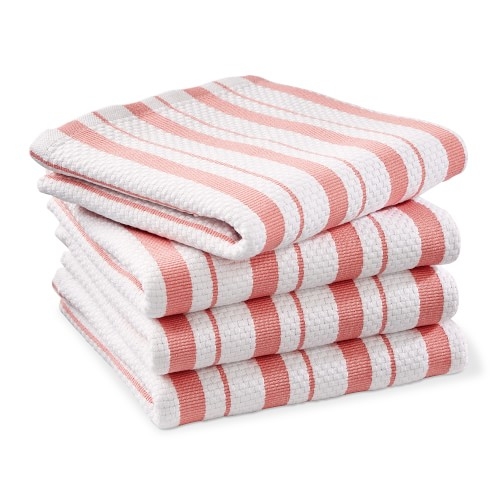 Williams Sonoma Classic Stripe Towels, Set of 4, Geranium Pink - Image 0