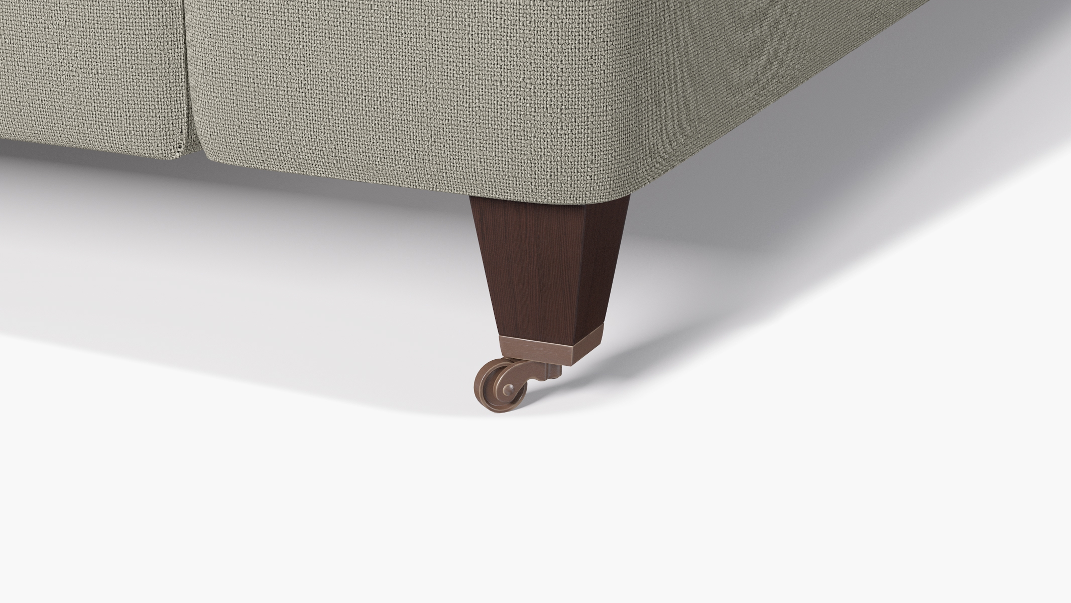 Classic Sofa, Putty Everyday Linen, Espresso with Antique Brass Caster - Image 6