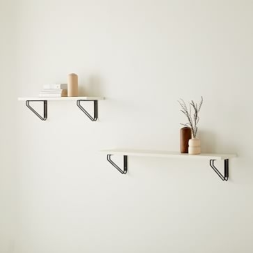 Linear White Lacquer Shelf 4FT, Parallel Brackets in Dark Bronze - Image 3