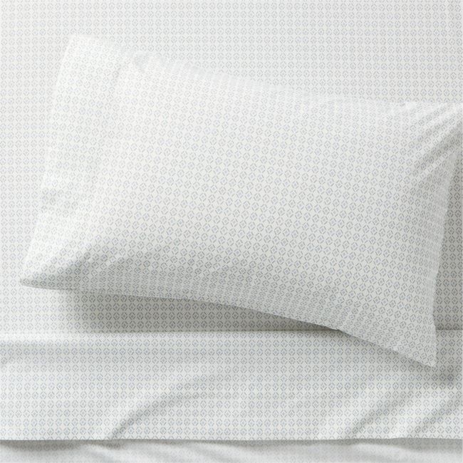 Cozy Cloud Geo Giggles Blue Block Print 100% Organic Cotton Kids Twin Sheet Set - Image 0