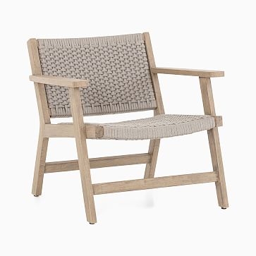 Teak Wood + Rope Outdoor Chair, Washed Brown - Image 1