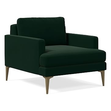 Andes Chair, Astor Velvet, Evergreen, Blackened Brass - Image 0