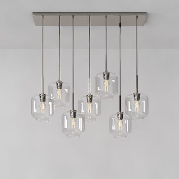 Sculptural 7-Light Chandelier, Pebble Small, Clear, Antique Brass, 8" - Image 2