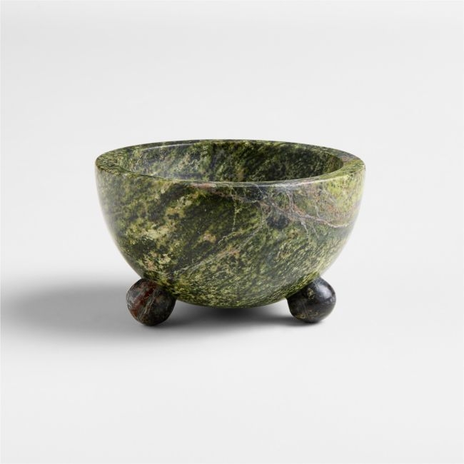 Pom Pom 3-Oz. Green Marble Pinch Bowl by Laura Kim - Image 0