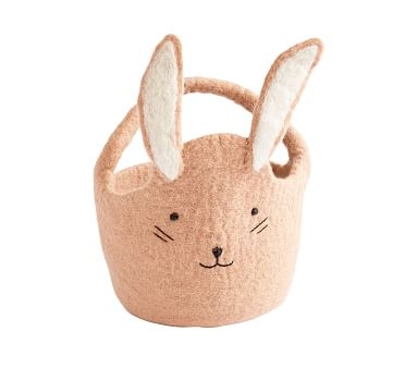 Felted Bunny Baby Easter Bucket, Dusty Blue - Image 1