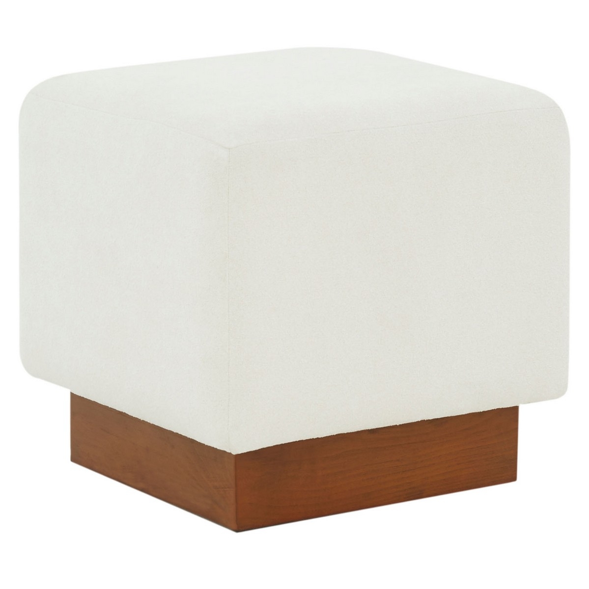 Natalya Square Ottoman - Ivory / Walnut - Image 3