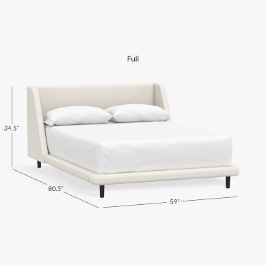 Mod Wingback Platform Upholstered Bed, Full, Chenille Washed Light Gray - Image 5