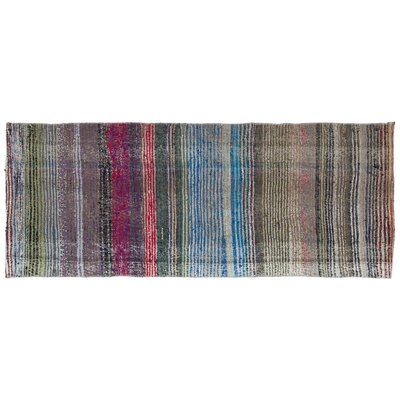 One-of-a-Kind Ripalda Hand-Knotted Before 1900 Hemp Gray/Blue/Pink 2'6" x 6'4" Runner Area Rug - Image 0