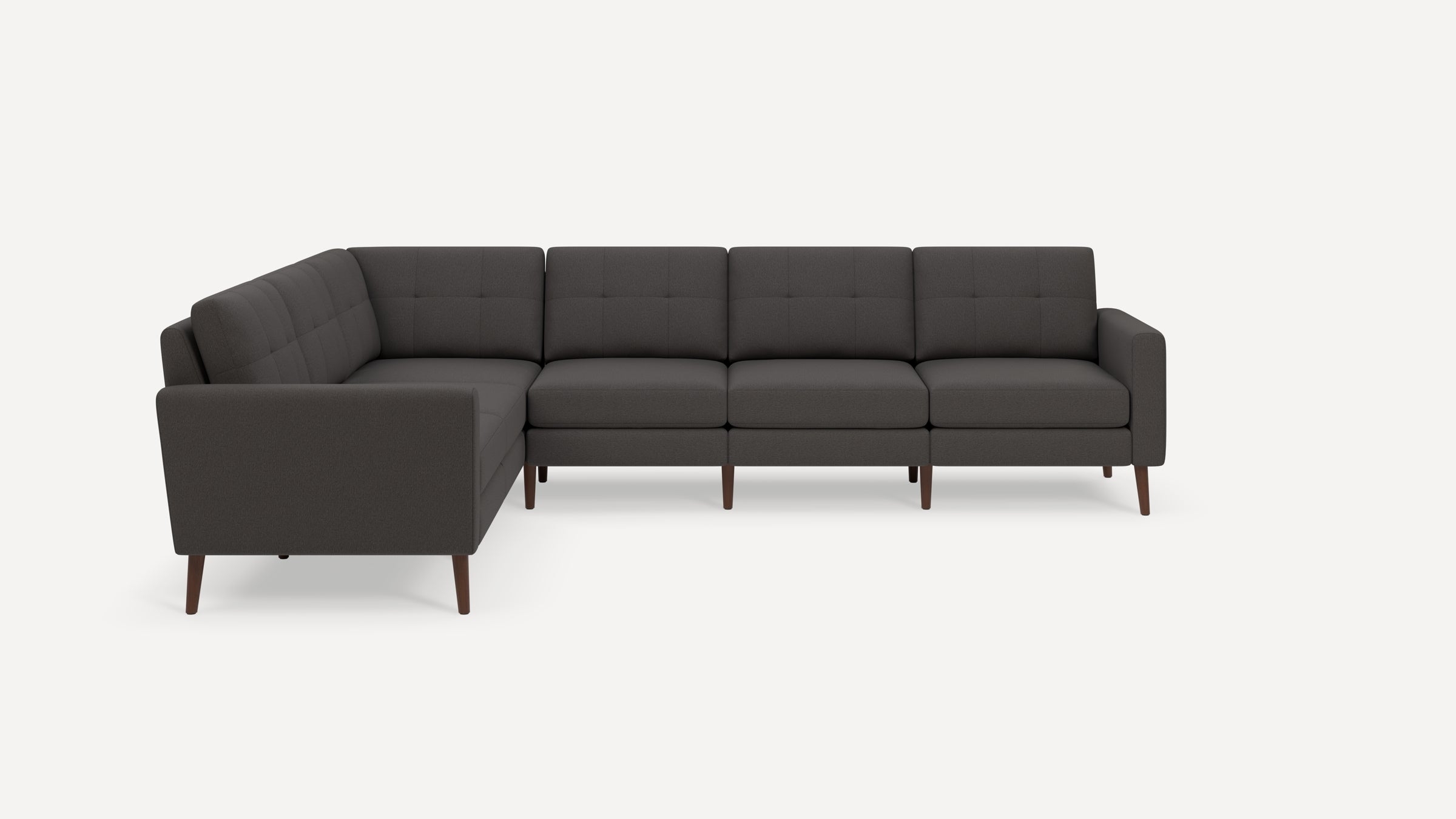 Nomad 6-Seat Corner Sectional - Heather Charcoal - Performance Chenille / Walnut - Wood / Block - Image 0