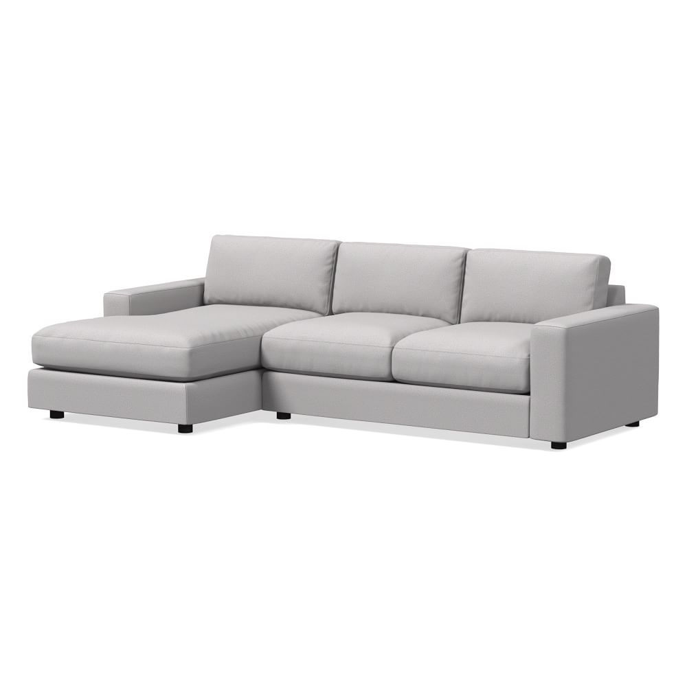 Urban 106" Left 2-Piece Chaise Sectional, Performance Chenille Tweed, Frost Gray, Poly-Fill - Image 0