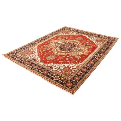 One-of-a-Kind Derrin-Lee Hand-Knotted New Age 9'1" x 11'10" Wool Area Rug in Red/Beige - Image 0