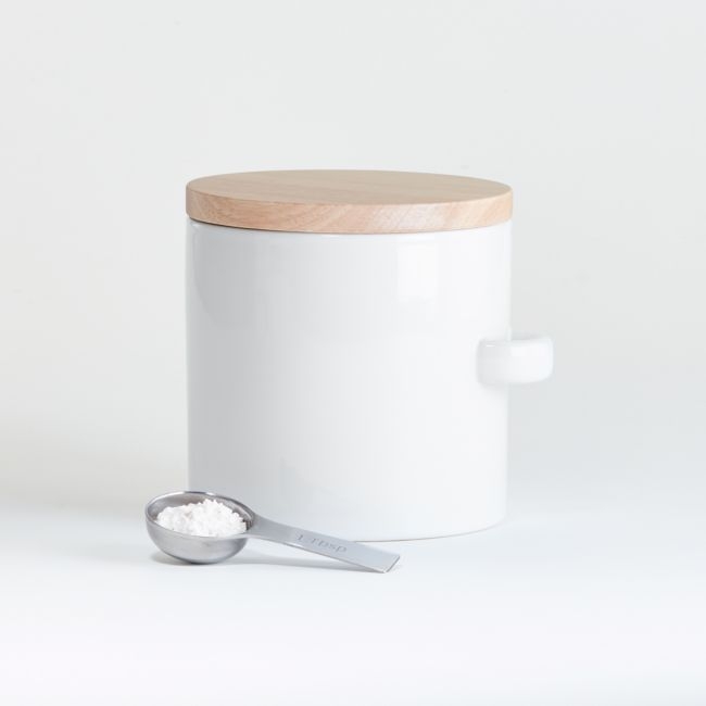 Aspen Small White Ceramic Canister with Scoop - Image 0